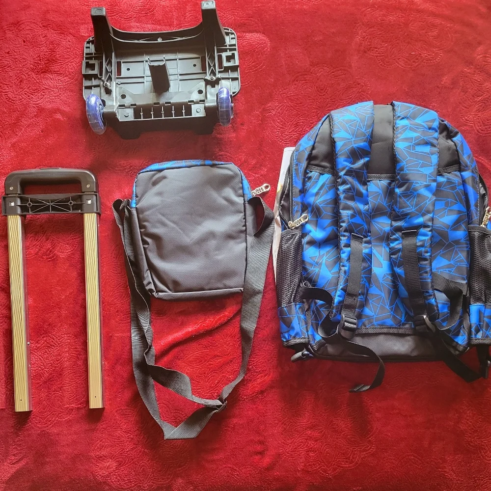 MEETBELIFY Rolling Backpack Luggage 6 Wheels Blue Unisex